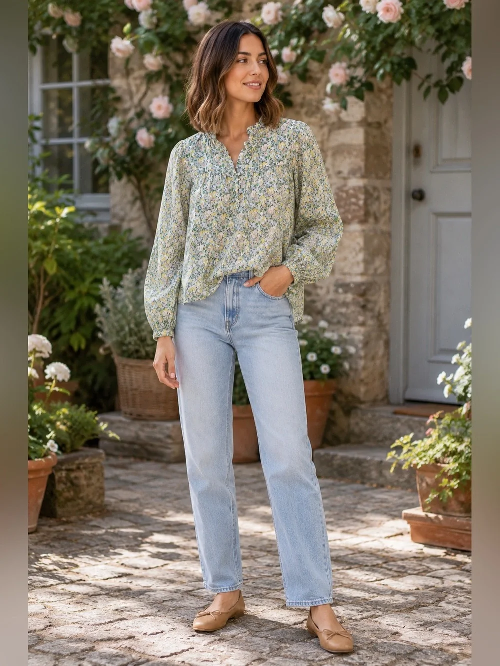 J.Crew x Liberty Floral Cotton Ruffle Blouse Puff Sleeve XS